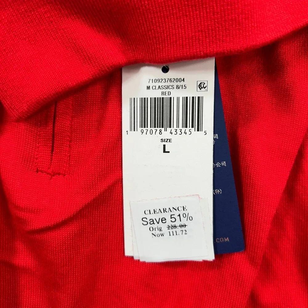 Polo Ralph Lauren Luxury Jersey Sweater Mens Large Red 1/4 Zip Pullover $228 NEW